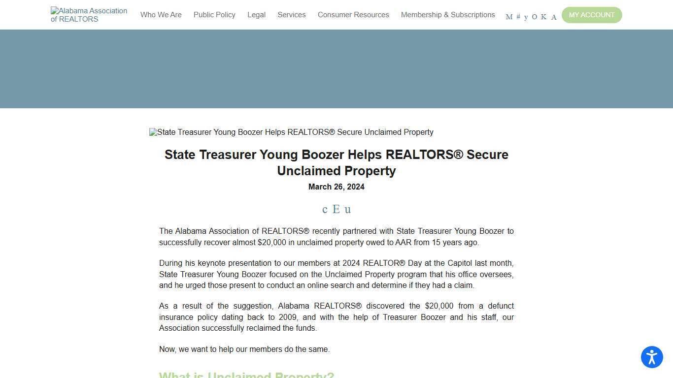 State Treasurer Young Boozer Helps REALTORS® Secure Unclaimed Property